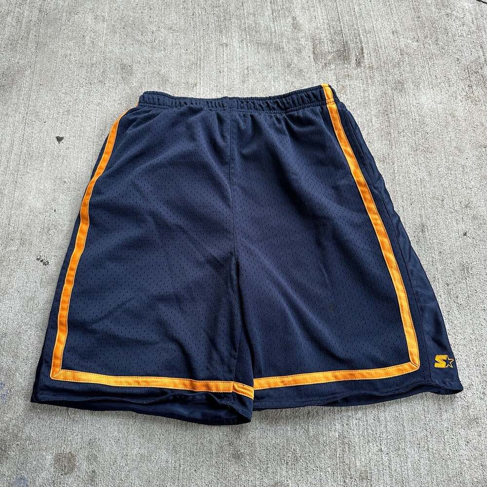 Starter Navy and Orange Mesh Athletic Basketball Shorts